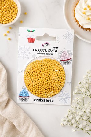 Dr. Gusto 2 mm Sarı Boncuk Pasta Süsleme Şekeri