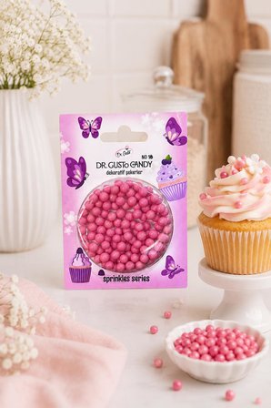 Dr. Gusto 4 mm Candy Pembe Boncuk Pasta Süsleme Şekeri