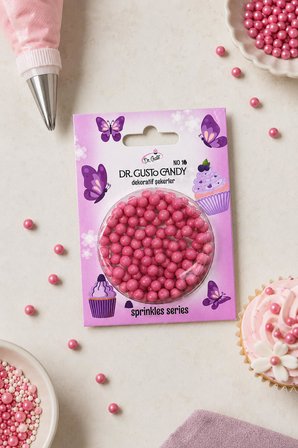 Dr. Gusto 4 mm Candy Pembe Boncuk Pasta Süsleme Şekeri