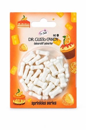 Dr. Gusto Beyaz Kemik Şekilli Pasta Süsleme Şekeri