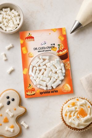 Dr. Gusto Beyaz Kemik Şekilli Pasta Süsleme Şekeri