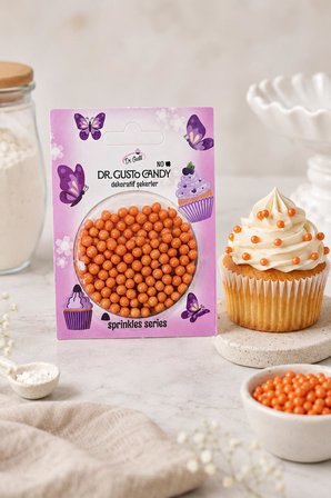 Dr. Gusto 4 mm Turuncu Boncuk Pasta Süsleme Şekeri