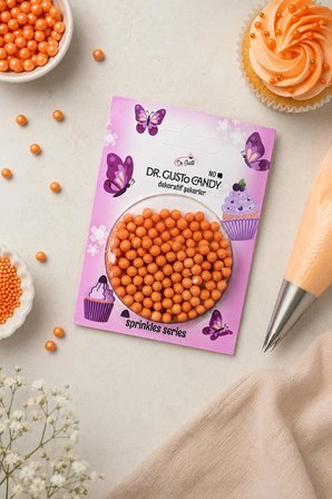 Dr. Gusto 4 mm Turuncu Boncuk Pasta Süsleme Şekeri
