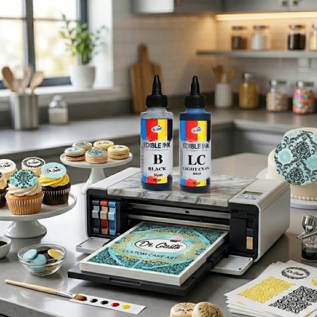 Yenilebilir Yazıcı Gıda Mürekkebi 115 ML 4’lü Set – Siyah, Sarı, Magenta (Kırmızı), Cyan (Mavi) CMYK Pasta Baskı Mürekkebi