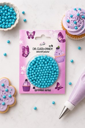 Dr. Gusto 4 mm Bebe Mavi Boncuk Pasta Süsleme Şekeri