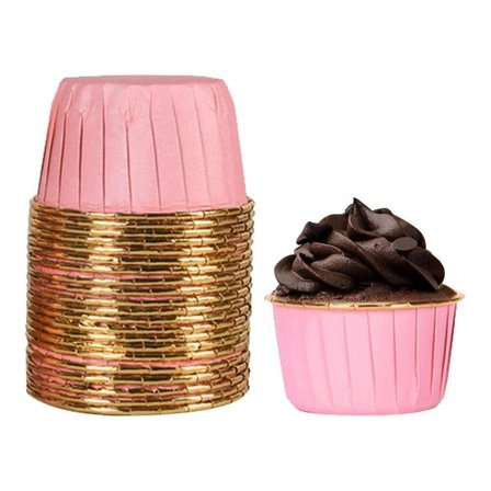 Efe Pastacılık Muffin Kalıbı Pembe Gold Kağıt 25'li