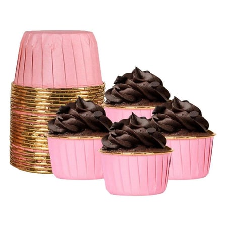 Efe Pastacılık Muffin Kalıbı Pembe Gold Kağıt 25'li