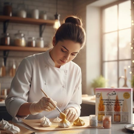 Dr. Gusto Metalik Toz Gıda Boyası 4'lü Paket 4 Gr + Boya Çözücü 40 Gr Set