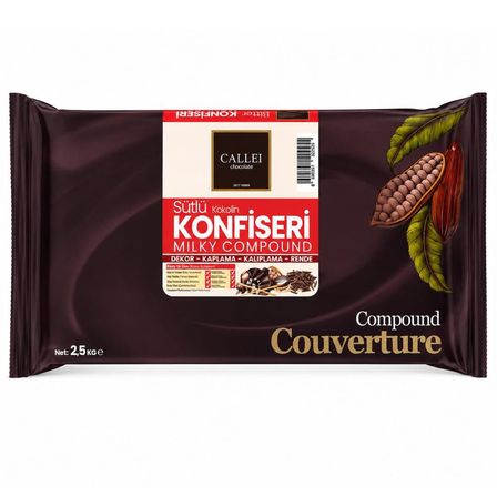 Callei Chocolate Sütlü Konfiseri Kokolin Blok 2,5 KG – Pasta, Tatlı ve Çikolata Kaplamaları İçin Yoğun Sütlü Kokolin