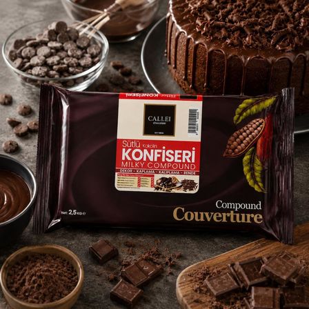 Callei Chocolate Sütlü Konfiseri Kokolin Blok 2,5 KG – Pasta, Tatlı ve Çikolata Kaplamaları İçin Yoğun Sütlü Kokolin