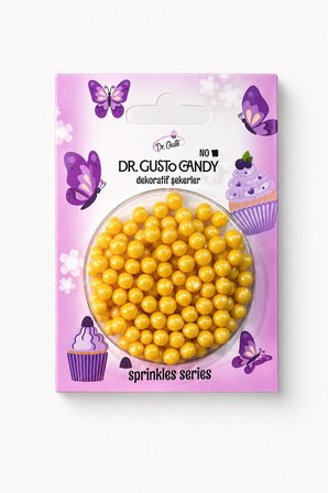 Dr. Gusto 4 mm Sarı Boncuk Pasta Süsleme Şekeri
