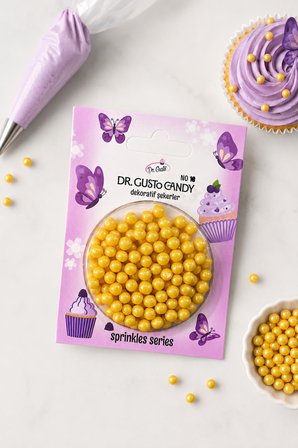 Dr. Gusto 4 mm Sarı Boncuk Pasta Süsleme Şekeri