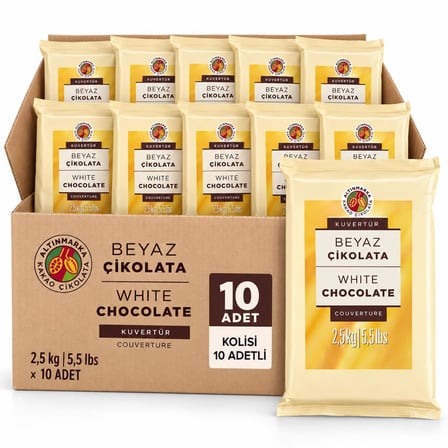 Altınmarka Beyaz Kuvertür Çikolata 2,5 Kg x 10 Adet