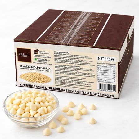 Callei Chocolate Beyaz Damla Çikolata 3 Kg