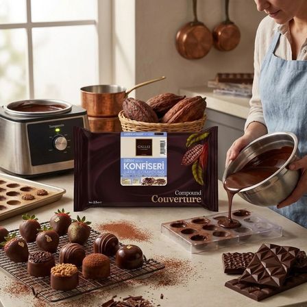 Callei Chocolate Bitter Konfiseri Kokolin Blok 2,5 KG – Pasta, Tatlı ve Profesyonel Çikolata Kaplama İçin Yoğun Aromalı Bitter Kokolin