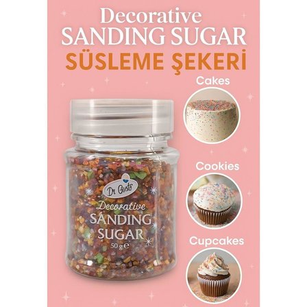 Renkli Sanding Şeker Mix 50 gr – Yenilebilir Pasta ve Tatlı Süsleme Şekeri
