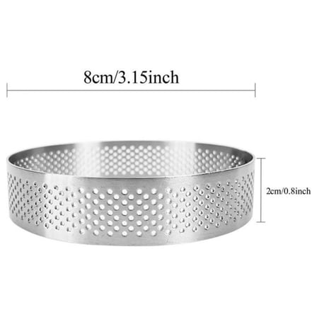 Efe Pastacılık Yuvarlak Delikli Tart Kalıbı 8 cm Paslanmaz Çelik 4'lü Set