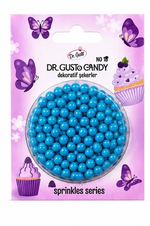 Dr. Gusto 4 mm Candy Mavi Boncuk Pasta Süsleme Şekeri