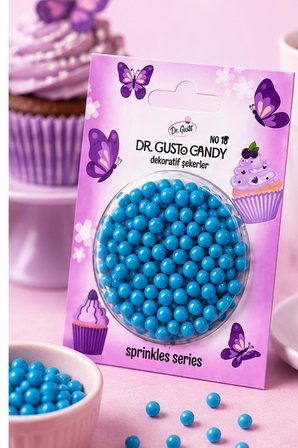 Dr. Gusto 4 mm Candy Mavi Boncuk Pasta Süsleme Şekeri