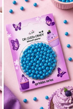 Dr. Gusto 4 mm Candy Mavi Boncuk Pasta Süsleme Şekeri
