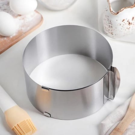 Ayarlanabilir Paslanmaz Çelik Yuvarlak Pasta Çemberi Ø15–30 cm | 9 cm Yükseklik
