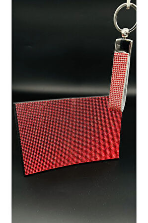 Kırmızı Parlak Taşlı Ruhsat ve Anahtarlık