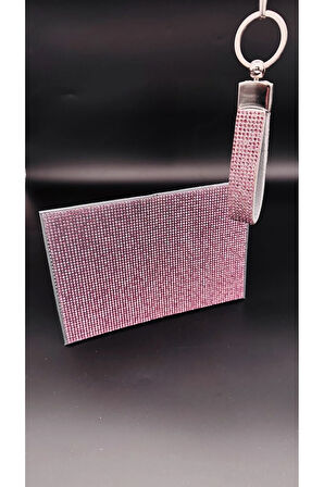 Gül Kurusu Parlak Taşlı Ruhsat ve Anahtarlık