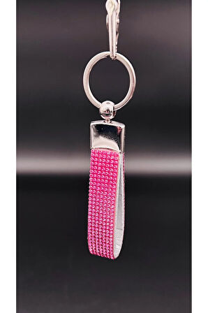 Pembe Parlak Taşlı Anahtarlık