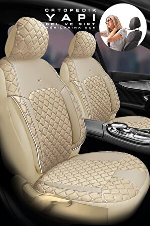 Hyundai İ-20 Hachback 2020 Aracınıza Uyumlu Koltuk Kılıfı Jakar Deri Bej