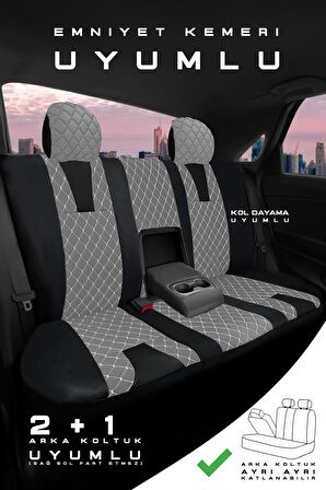 Seat Leon Hatchback 2011-2012 Aracınıza Uyumlu Koltuk Kılıfı Jakar Deri Gri
