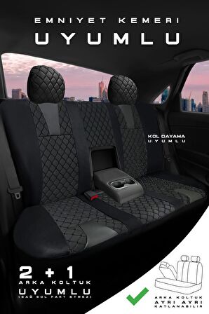 Nissan Pulsar Efes Konfor Deri Detay Kumaş Koltuk Kılıfı Siyah