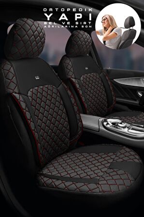 Kia Soul Suv 2016-2019 Aracınıza Uyumlu Koltuk Kılıfı Jakar Deri Siyah Krmz