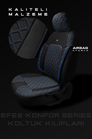 Bmw X1 Suv 2011-2015 Aracınıza Uyumlu Koltuk Kılıfı Jakar Deri Siyah Mavi