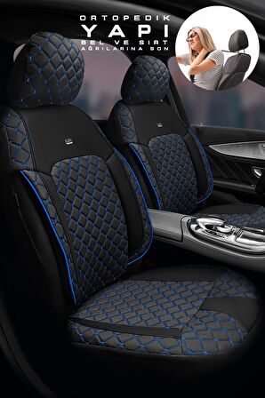 Hyundai Kona Suv 2019 Aracınıza Uyumlu Koltuk Kılıfı Jakar Deri Siyah Mavi