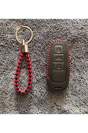 Audi A6 A7 A8 E-tron Q8 C8 A3 Deri Anahtar Koruma Kılıfı Ve Örgü Anahtarlık 2.resime Bakınız