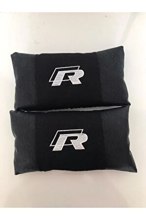 Golf Polo Passat Uyumlu R Nakışlı Deri 1 Çift Boyun Yastık Ve 1 Çift Kemer Pedi