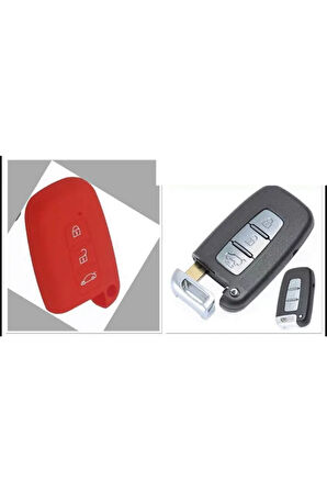 Hyundai Ix35 I 30 Uyumlu Silikon Anahtar Koruma Kılıfı Sustasız Model Kırmızı Renk