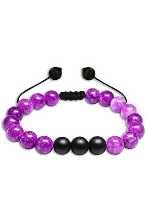 Sertifikalı Doğal Meksika Ametist Oniks Taşı Doğal Taş Bileklik Seti