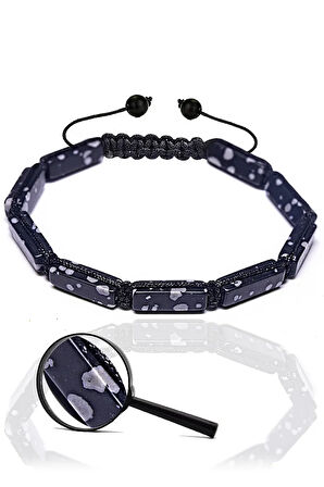Sertifikalı Karlı Obsidyen Taşı Doğal Taş Bileklik