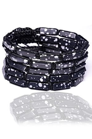 Sertifikalı Karlı Obsidyen Taşı Doğal Taş Bileklik