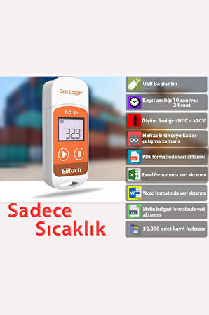 Elitech Plus Sıcaklık Kayıt Cihazı Datalogger Otomatik Pdf RC-5+  thr379