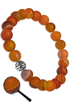 Sertifikalı Aaa Ham Işlenmemiş Turuncu Akik Taşı Bileklik (gümüş Aparatlı)