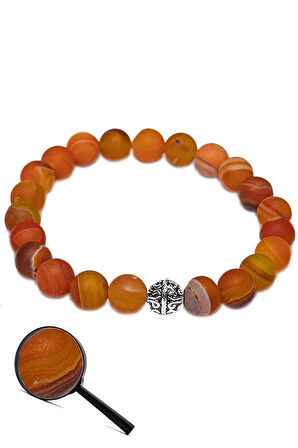 Sertifikalı Aaa Ham Işlenmemiş Turuncu Akik Taşı Bileklik (gümüş Aparatlı)