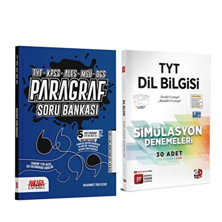 3D TYT Dil Bilgisi Simülasyon Deneme ve Ankara Kitap Merkezi Paragraf Soru Bankası Seti 2 Kitap