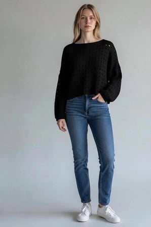 CROP KAZAK DELİKLİ