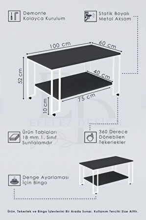 Nury Orta Sehpa Beyaz Metal - Beyaz Mermer Tabla