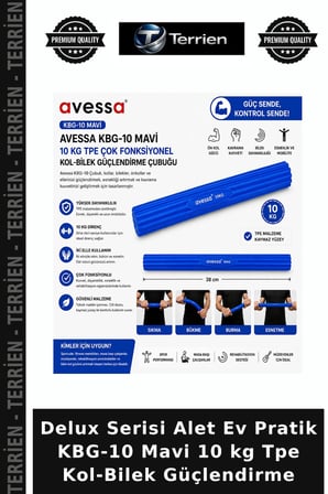 Delux Serisi Alet Ev Pratik KBG-10 Mavi 10 kg Tpe Kol-Bilek Güçlendirme