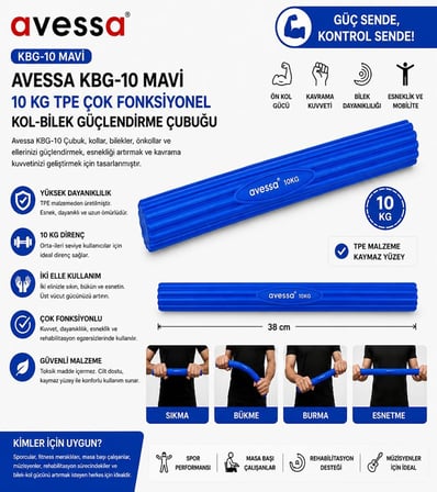 Delux Serisi Alet Ev Pratik KBG-10 Mavi 10 kg Tpe Kol-Bilek Güçlendirme