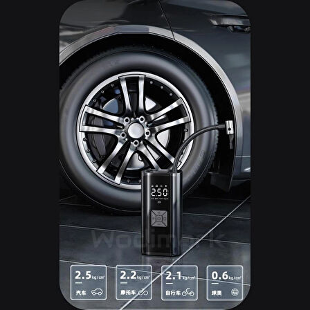 Wodimark EG-216 Air Dijital Araç Lastik Şişirme Pompası – Otomatik Durdurma, LED Ekran, 150 PSI, Taşınabilir Hava Kompresörü