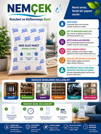 Kıyafet Dolabı Nemçek Nem Çekici Nem Emici Rutubet Alici Küf Önleyici Koku Giderici 1 Paket 250 gr